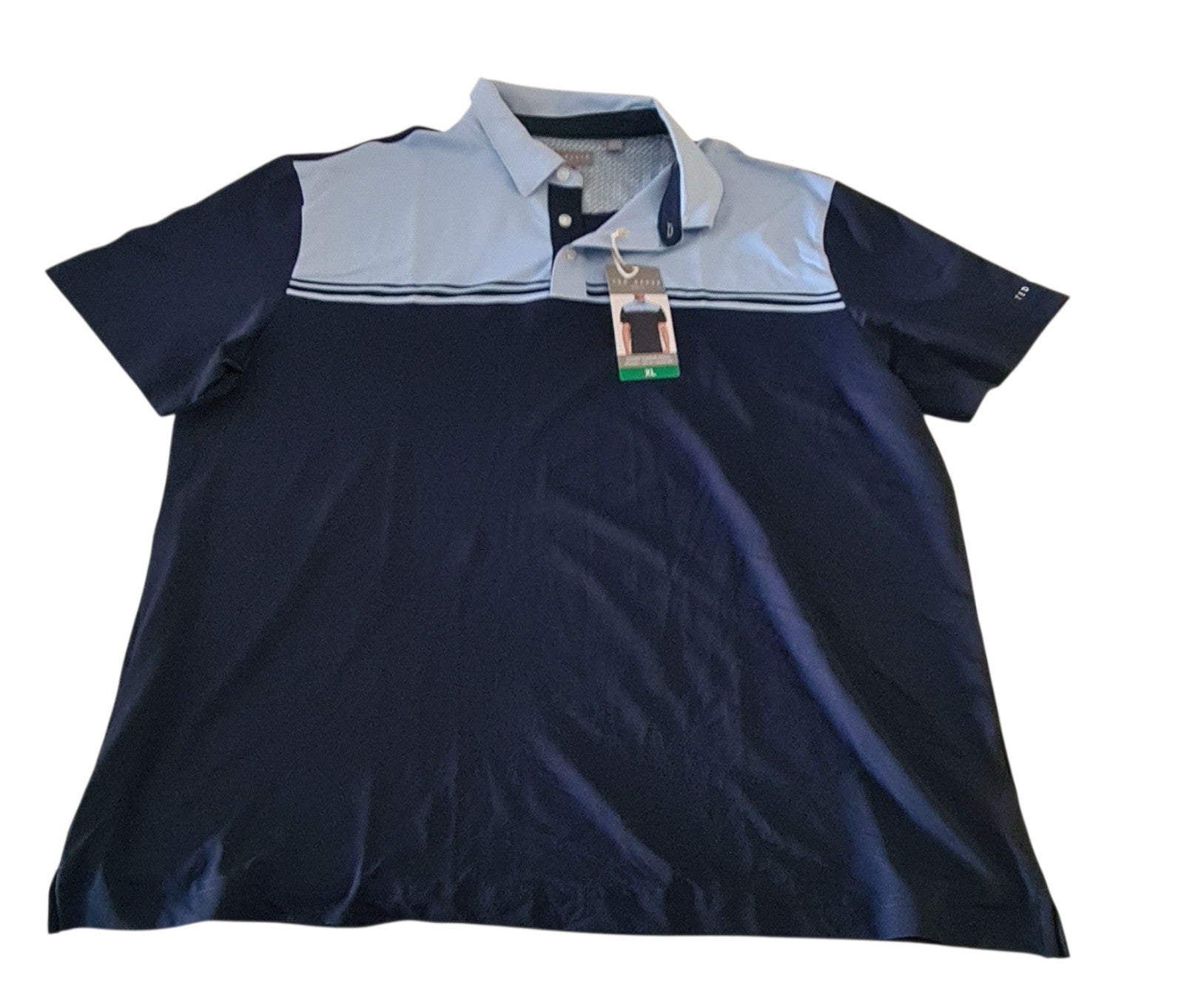 New Ted Baker Men's Golf Polo Blue Shirt - Quick Dry Wicking - UPF 40 - LARGE