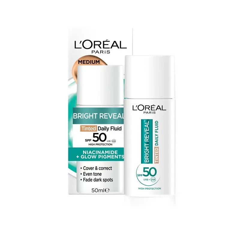 L'Oreal Bright Reveal Tinted Daily Fluid SPF 50 Medium 50ml