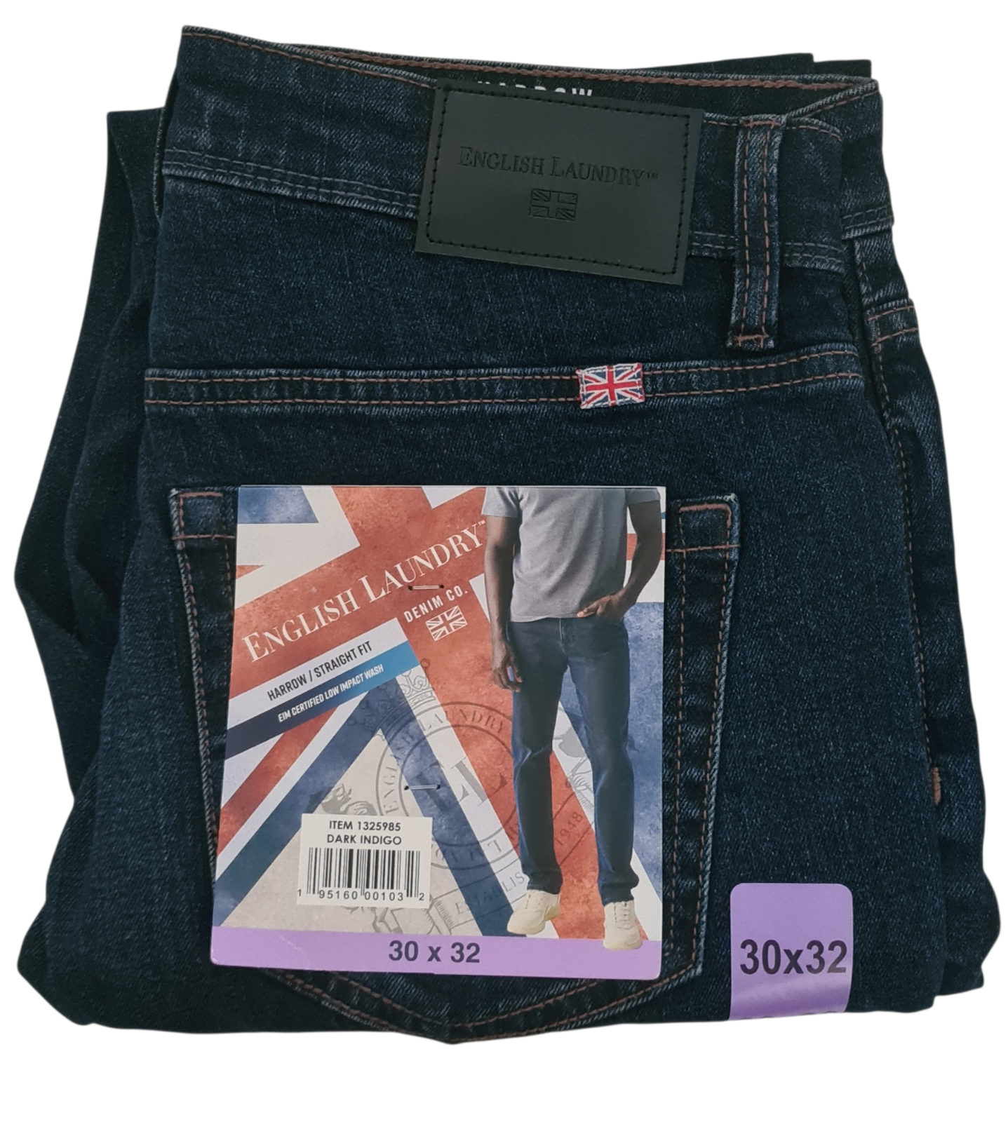 English Laundry Men's Harrow Straight Fit Stretch Jeans -Dark Indigo- W30 x L32