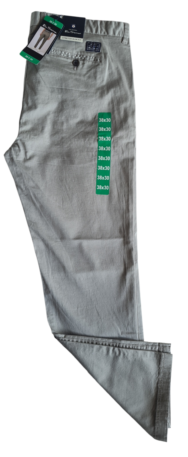 New Ben Sherman Men's Slim Fit Stretch Chino Pants | Concrete | Size W38 x L30