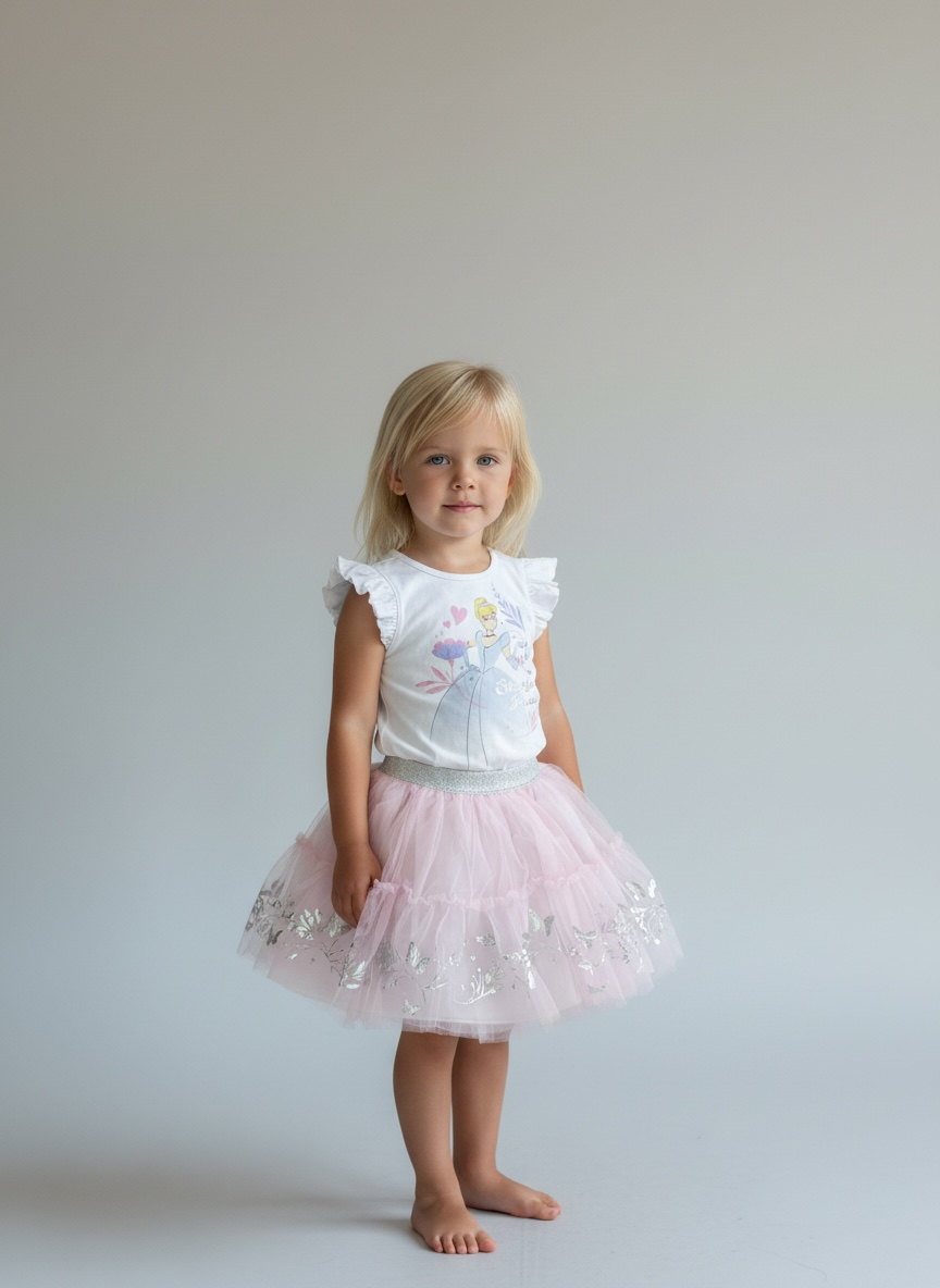 New Disney Princess Girls Tee & Tutu Set - 2 Piece -Age 4 & 5