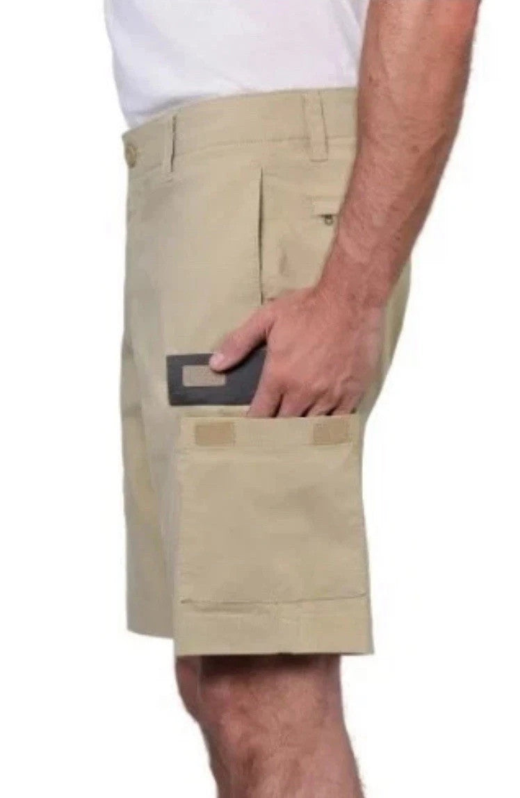 New WEARFIRST Men’s Cargo Stretch Cotton Nylon Shorts - Size 32 - Tan -FREE POST