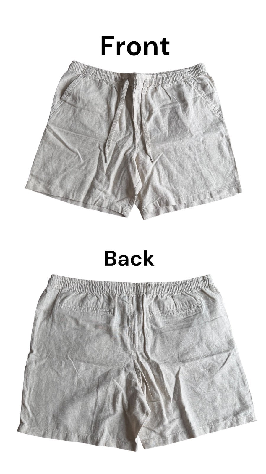 NEW SABA Men’s Linen Blend Shorts XXL – Natural | Relaxed Fit Elastic Waist