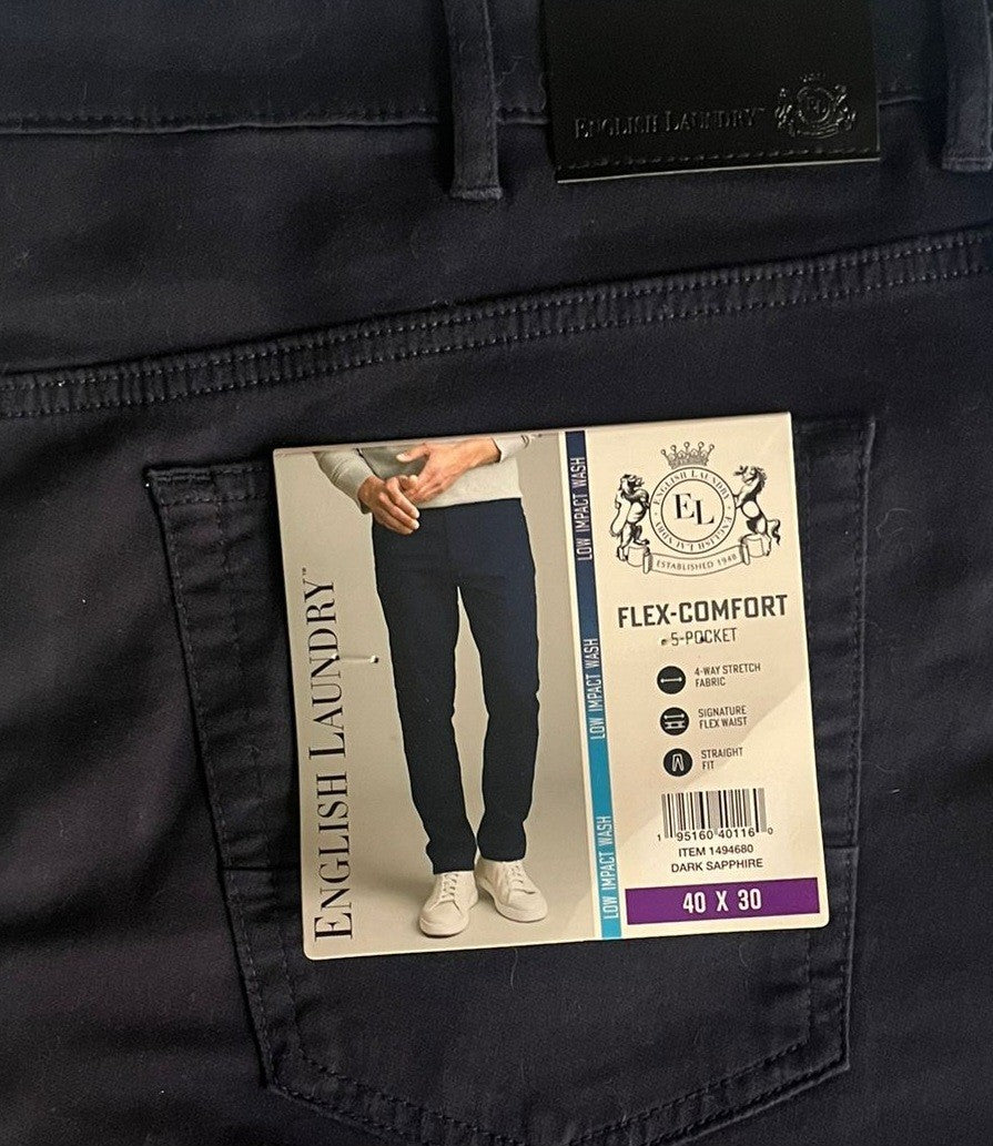 New English Laundry Men's FLEX COMFORT 5 Pocket Pants |  Size W40 x L30