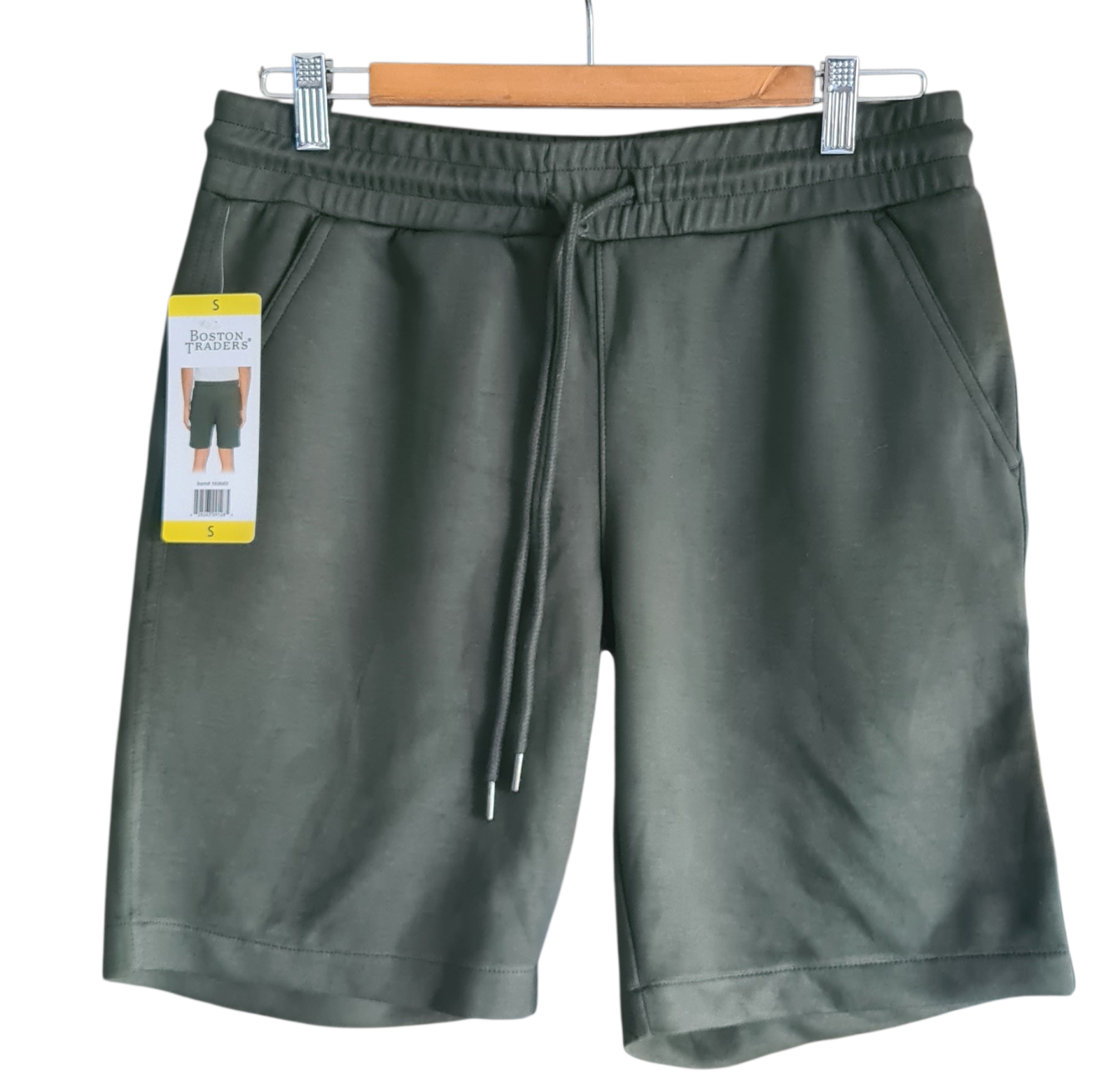 NEW BOSTON TRADERS Men's Super Soft Shorts - Olive - Small - FREE POST!