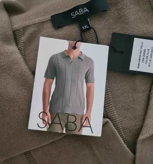 New SABA Men's Knit Polo | Olive | Size XXL - 100% Cotton - Free post!!