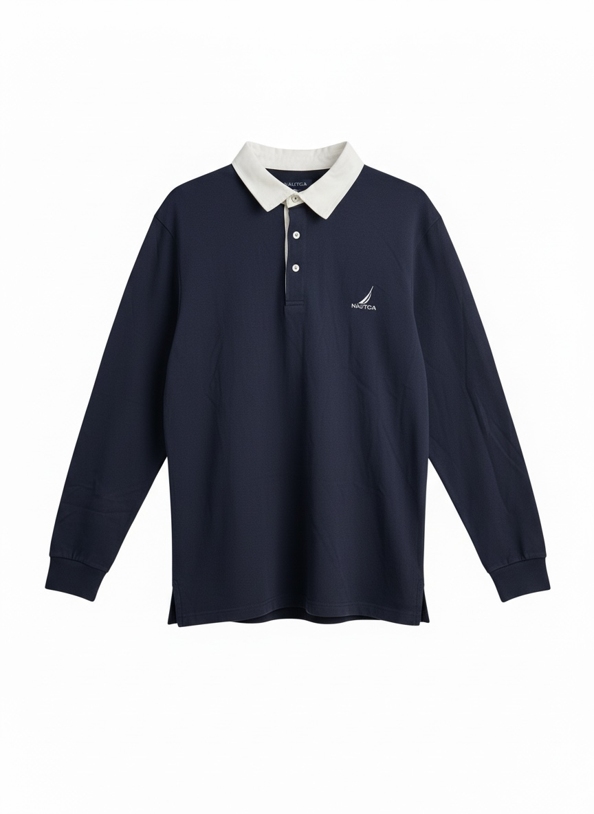 New Nautica Men's Rugby Jersey Long Sleeve Polo - Size XL