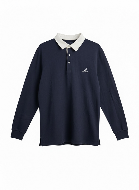 New Nautica Men's Rugby Jersey Long Sleeve Polo - Size XL
