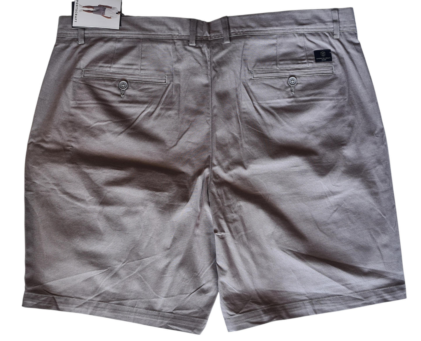 New Sportscraft Men's Textured Classic Chino Shorts - Grey - Size 42