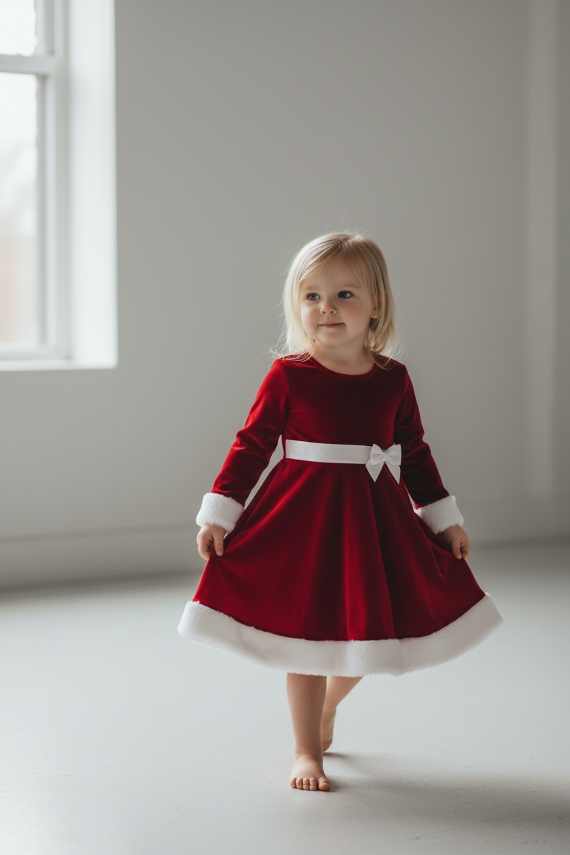 New Zunie Girl Christmas Dress – Red & White – Faux Fur Trim - Age 5 Years