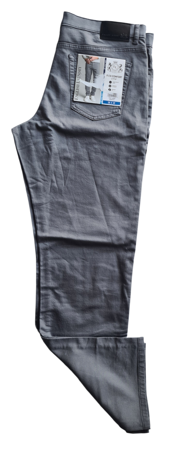 New English Laundry Men's FLEX COMFORT 5 Pocket Pants- Graphite- Size W36 x L32