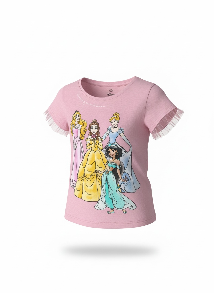 New Disney Princess Kids 4-Pack Short Sleeve T-Shirts – Size 4T – Soft Knit