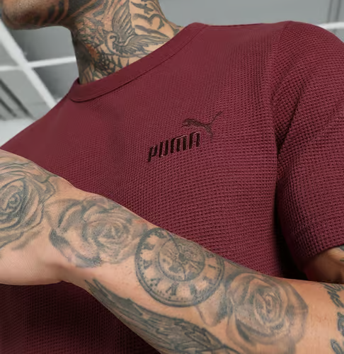 NEW PUMA Men's ESS Elevated Waffle Tee - Intense Red  - Size XXL