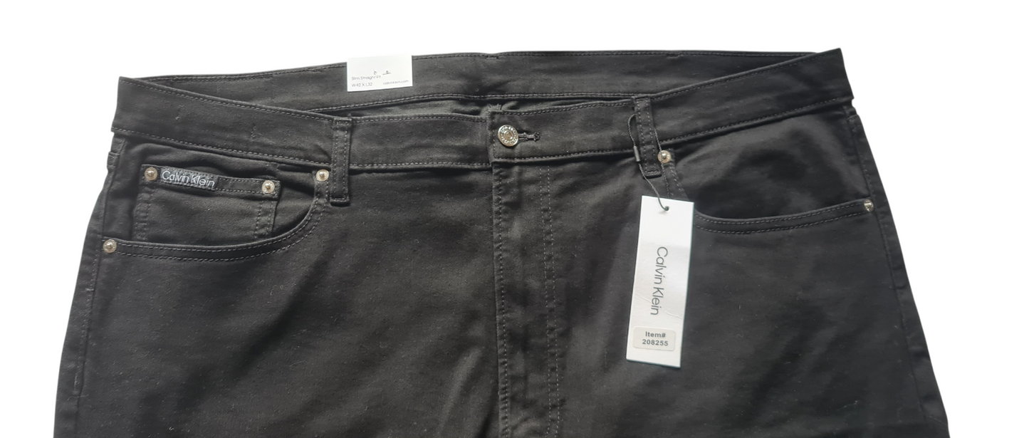 NEW Calvin Klein Men's Slim Straight High Stretch Jeans -Black - Size W42 x L32