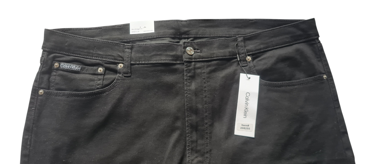 NEW Calvin Klein Men's Slim Straight High Stretch Jeans -Black - Size W42 x L32