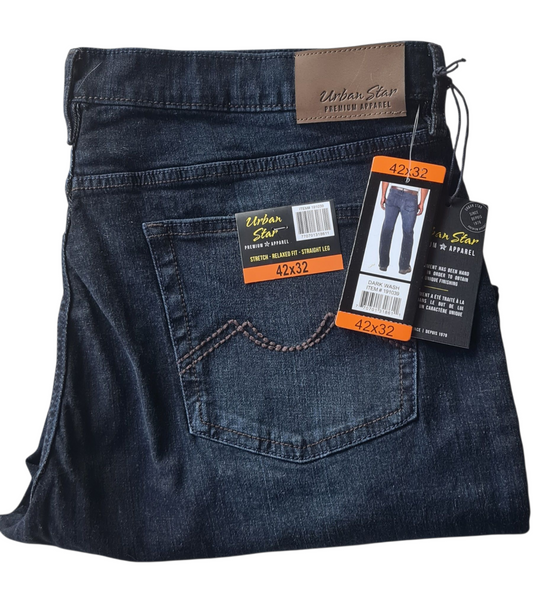 NEW Urban Star Men's Straight Leg - Stretch - Relaxed Fit Jeans | Size W42 x L32