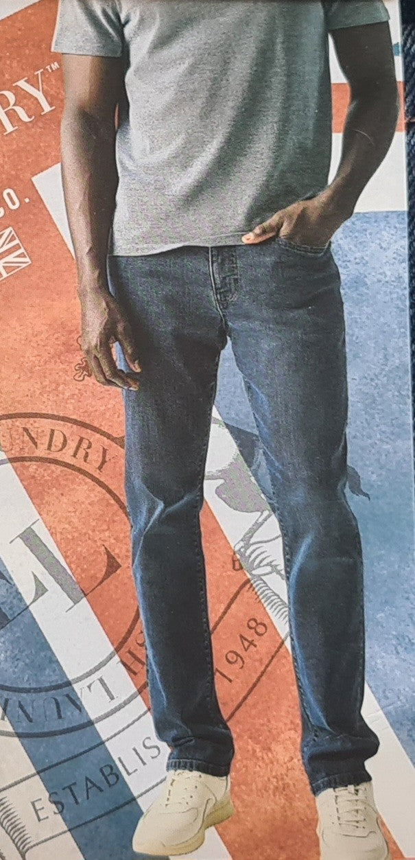 English Laundry Men's Harrow Straight Fit Stretch Jeans (Dark Indigo W42 x L32)