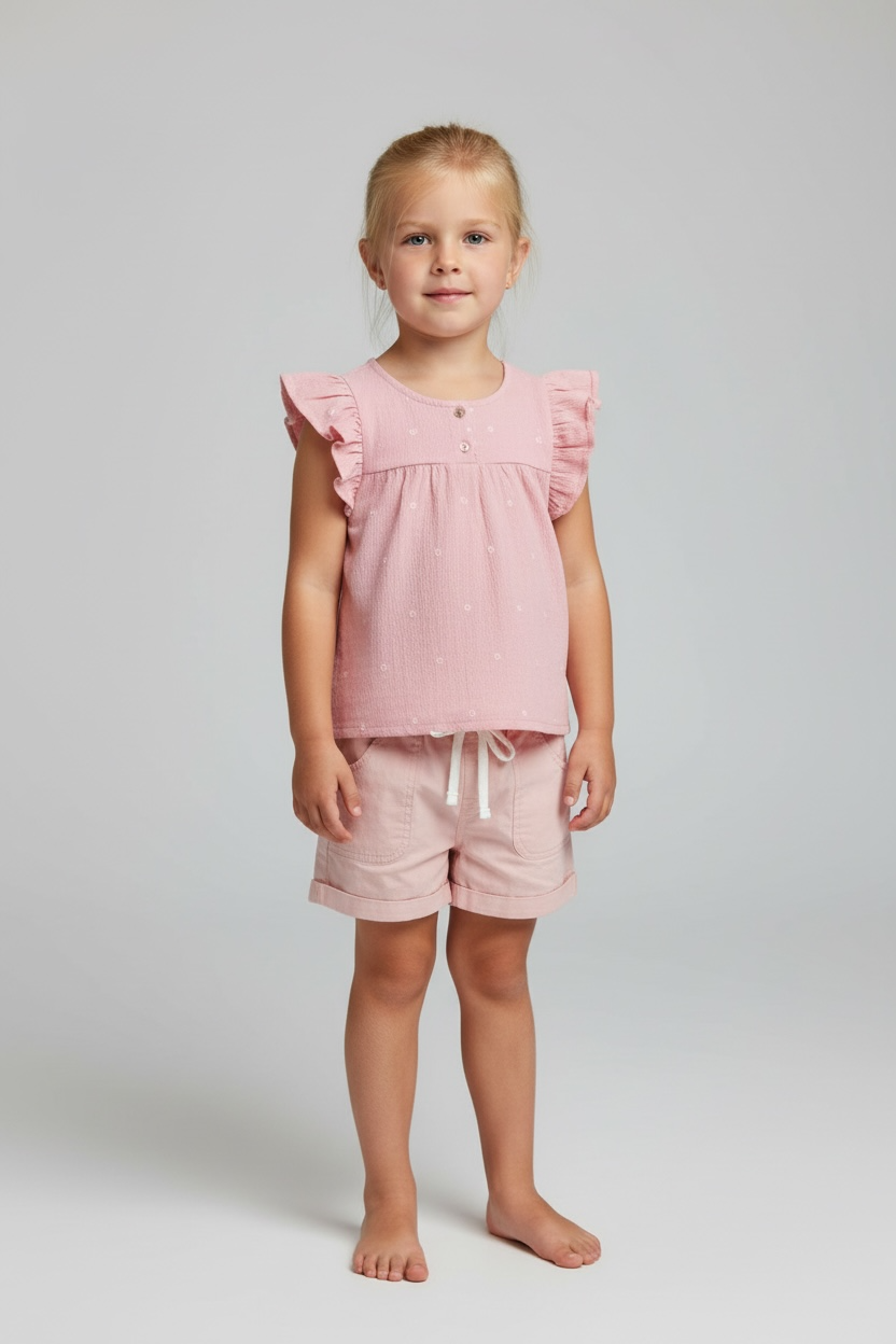 Pekkle 4-Piece Girls Set – 2 Tops & 2 Shorts – Sunflower Theme - Age 5 Years