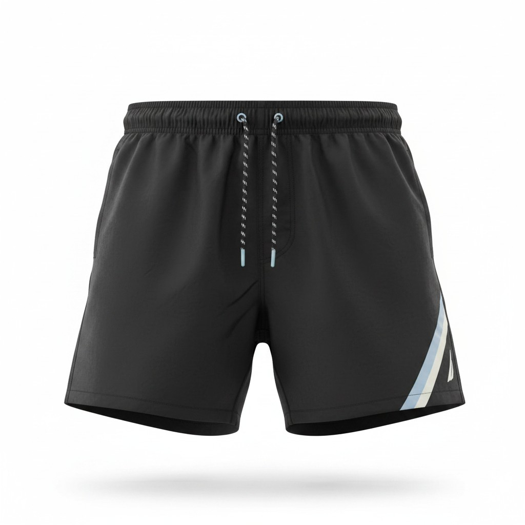 New Nautica Men's Stripe Swim Shorts – Black – Lightweight Quick Dry -Size L, XL