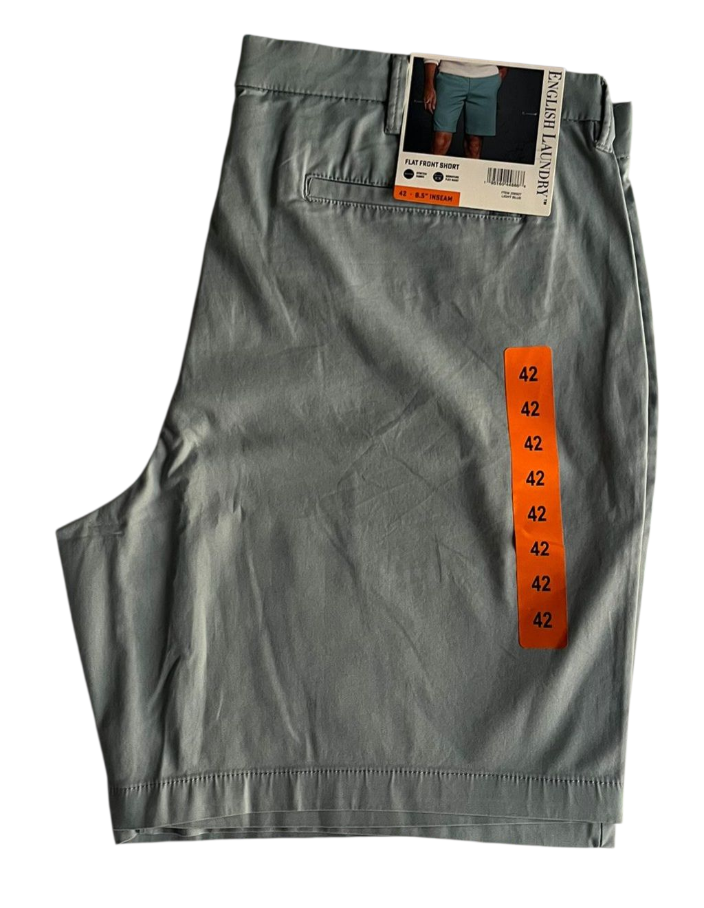 NEW English Laundry Men's Abbot Flat Front Shorts  - Light Blue - Size 42