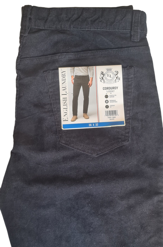 New English Laundry Men's Corduroy 5 Pocket Pants | Grey | Size W36 x L32