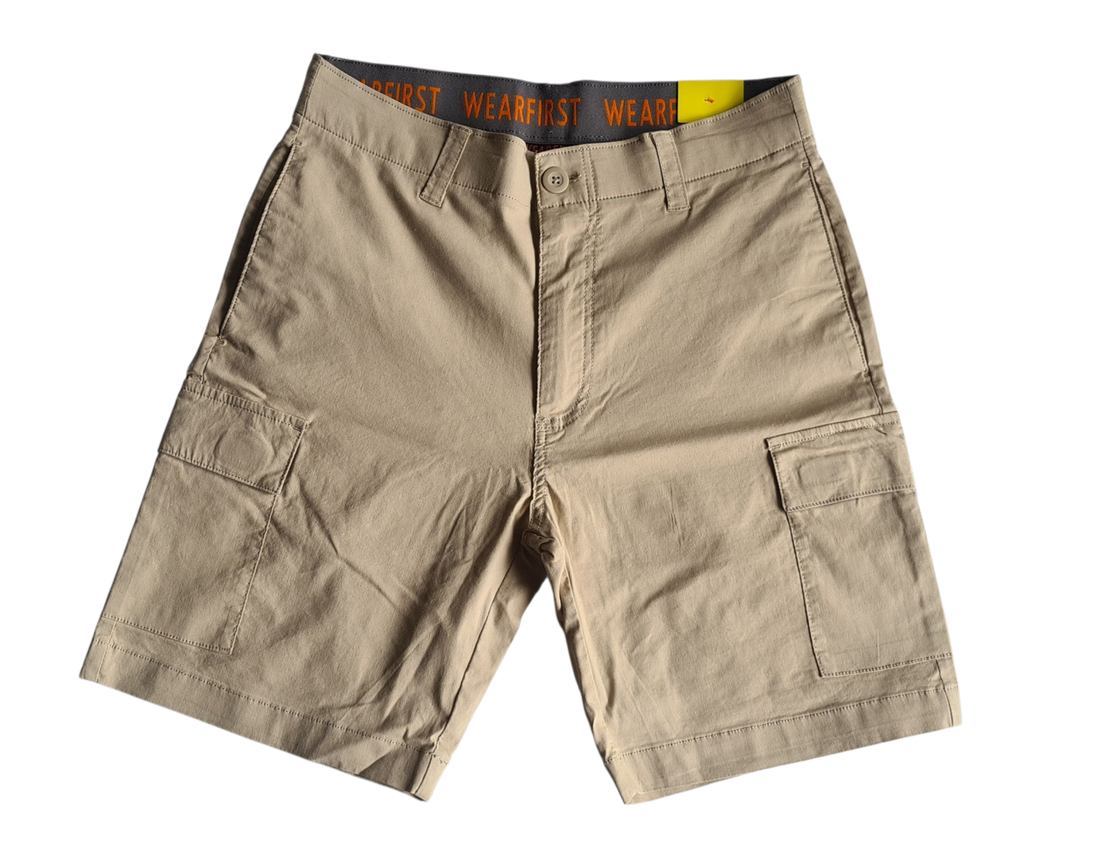 New WEARFIRST Men’s Cargo Stretch Cotton Nylon Shorts - Size 32 - Tan -FREE POST