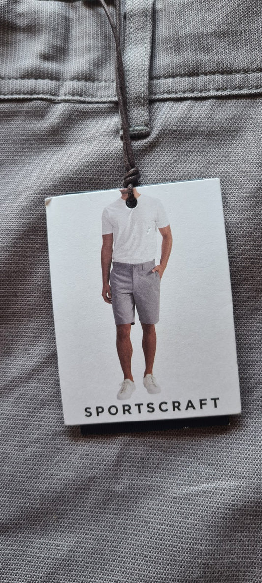 New Sportscraft Men's Textured Classic Chino Shorts - Grey - Size 42