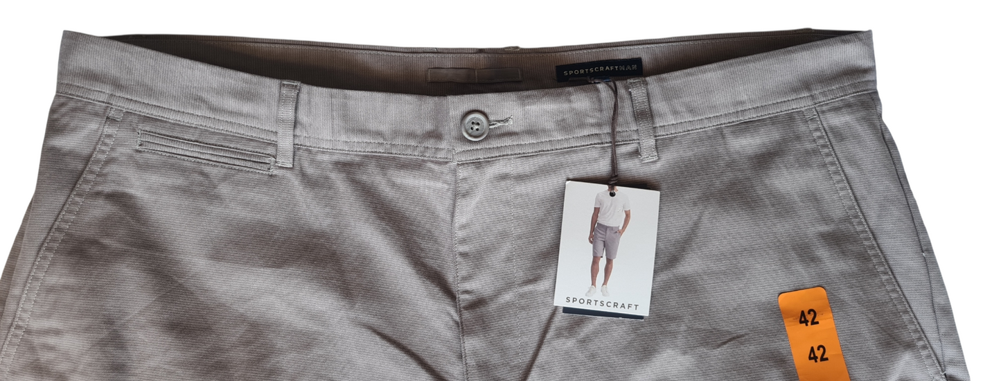 New Sportscraft Men's Textured Classic Chino Shorts - Grey - Size 42