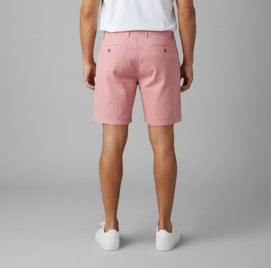 New Tailor Vintage Men's Shorts - Dusty Rose -  Linen Cotton Stretch - Size W38
