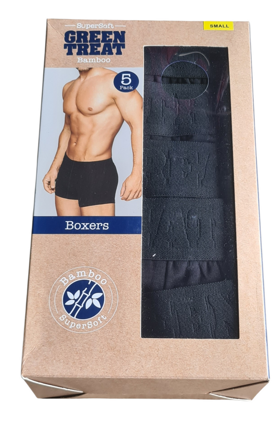 New GREEN TREAT Bamboo 5 Pack Super Soft Boxers - Size SMALL