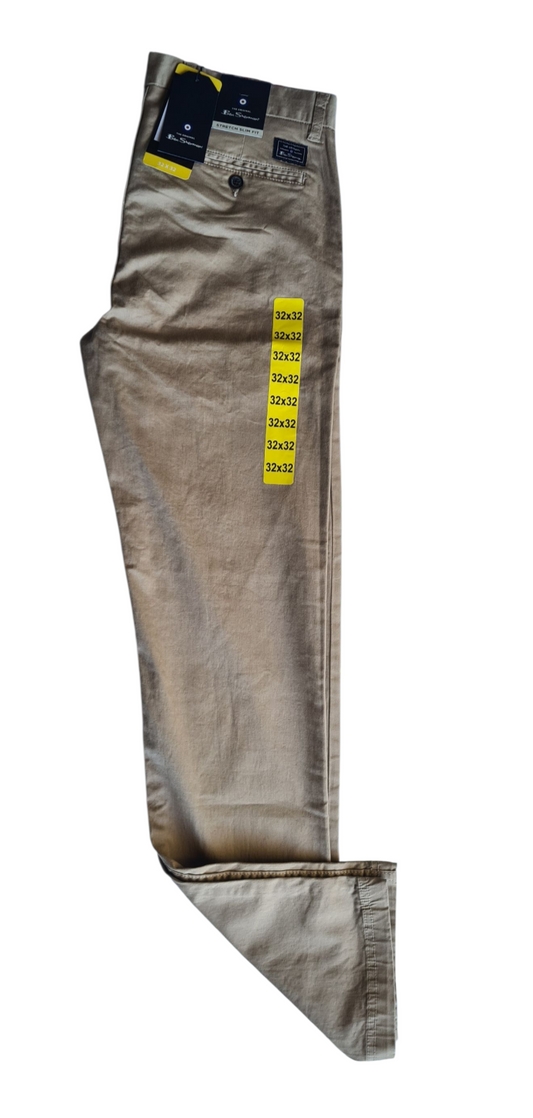New Ben Sherman Men's Slim Fit Stretch Chino Pants | Latte | Size W32 x L32