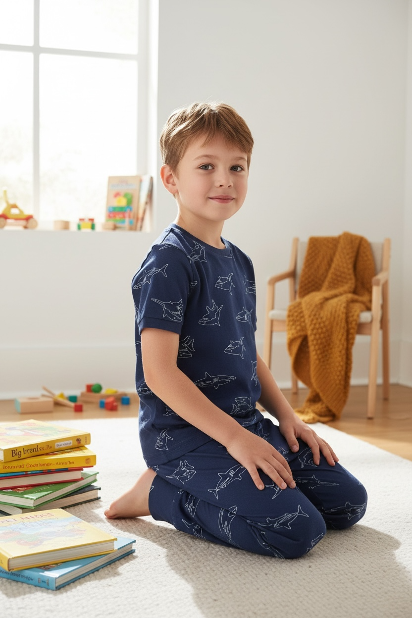 Kirkland Signature Kids 4-Piece Pyjama Set – Age 5 – Organic Cotton – Custom Fit