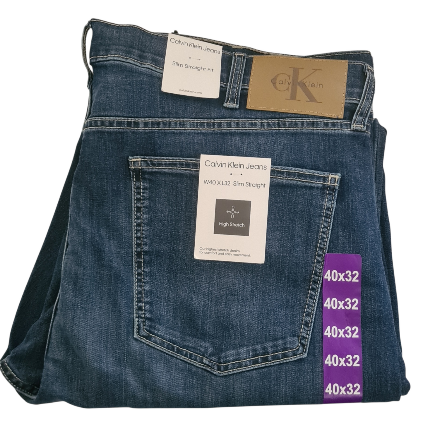 NEW Calvin Klein Men's - Slim Fit - High Stretch Jeans - Blue -Size W42 x L32