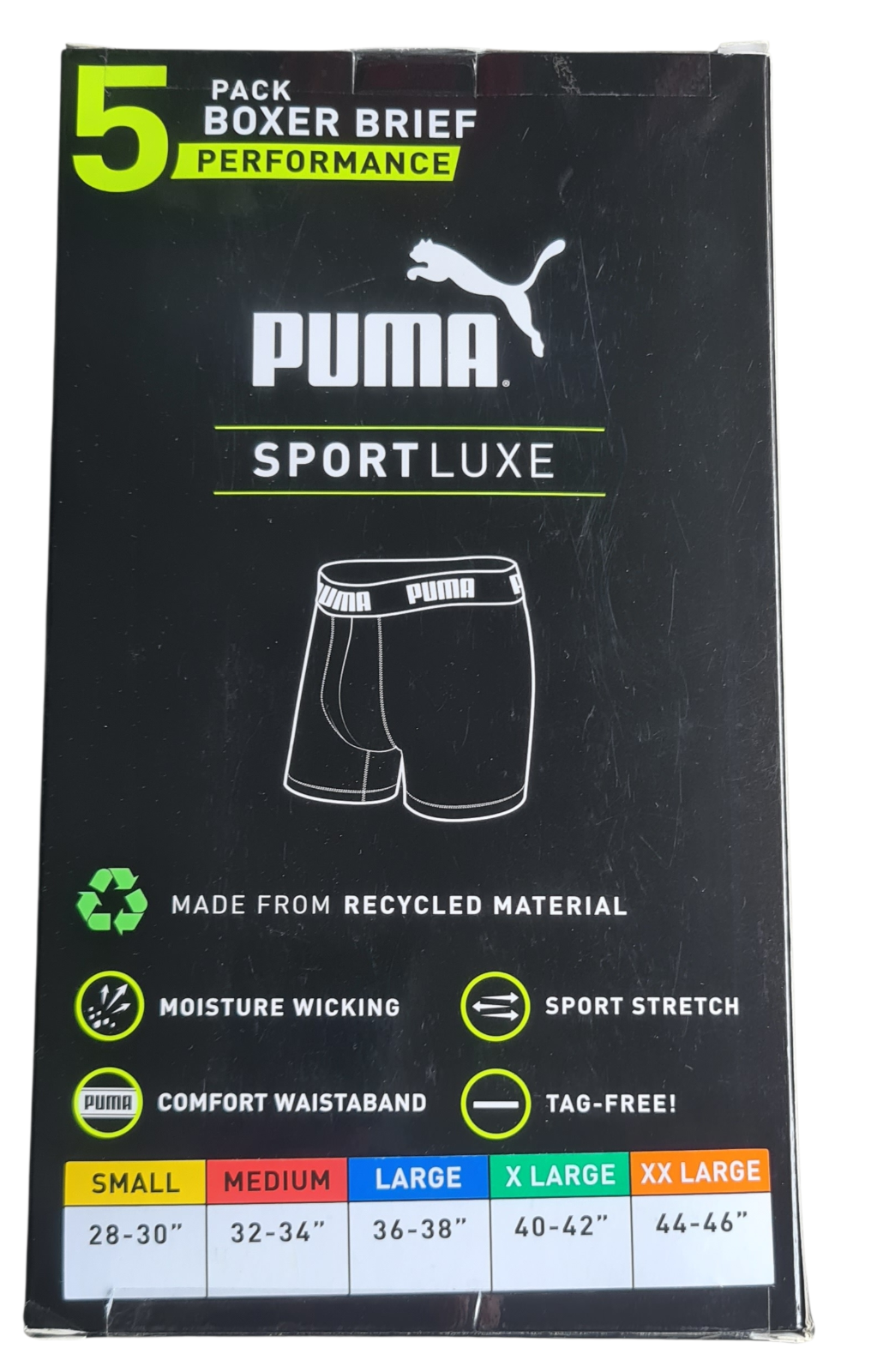 New Puma Men's Performance Sport Luxe Boxer Brief 5-Pack - Size XL (40-42)