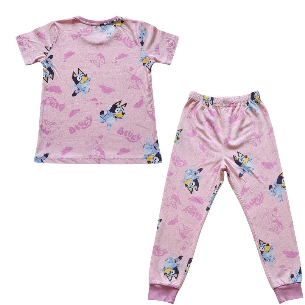New Bluey & Bingo Kids 4pc Pyjama Set - Age 5 - Green & Pink PJs Outfit