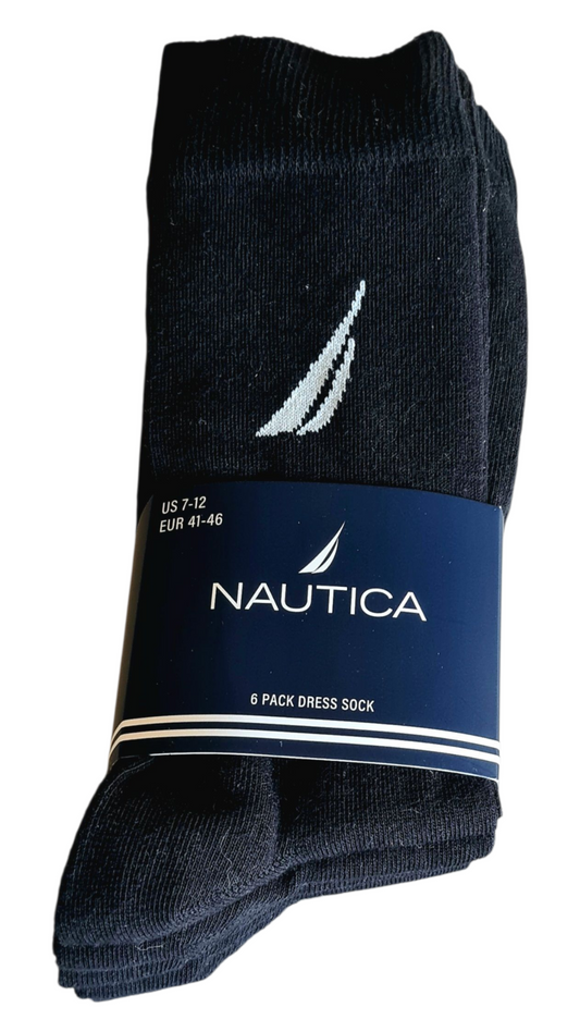 New Nautica Men's 6 Pack Dress Socks |  Black | Size US 7-12 -FREE POST