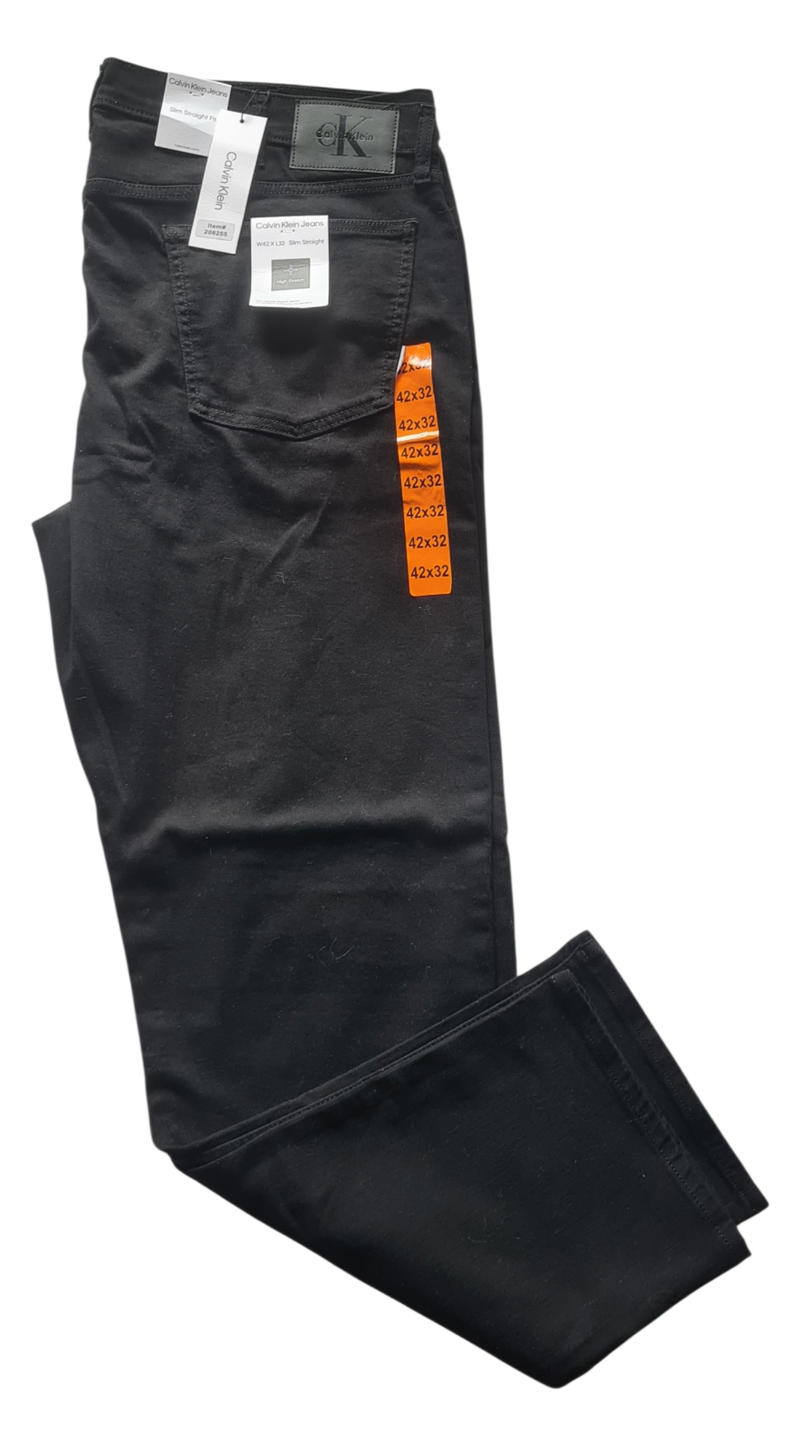 NEW Calvin Klein Men's Slim Straight High Stretch Jeans -Black - Size W42 x L32