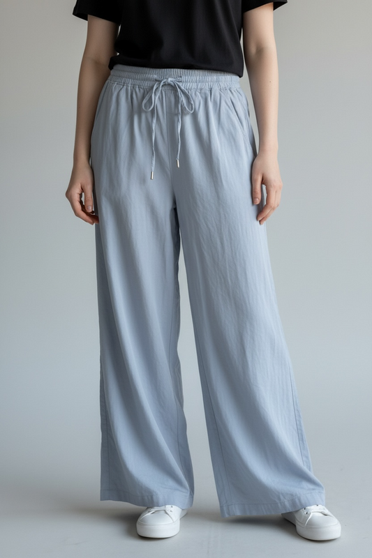 ADVENT Women’s Lightweight Wide Leg Pants – Soft Blue – 100% Viscose