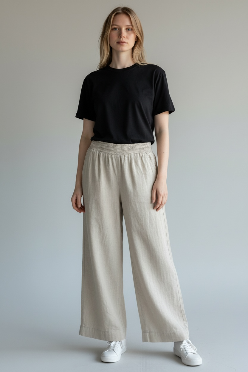 Briggs Women's Linen Blend Pants- Natural - Size XL