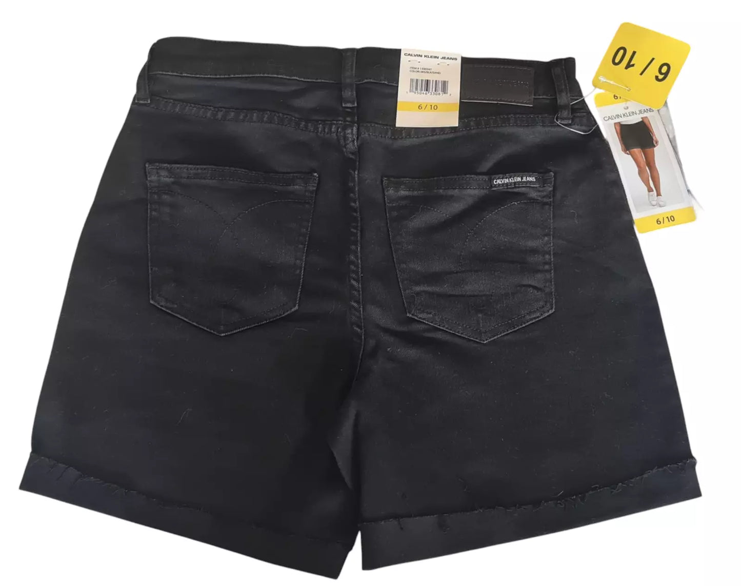 Calvin Klein Women's High Rise Unhemmed Jean Shorts- Black