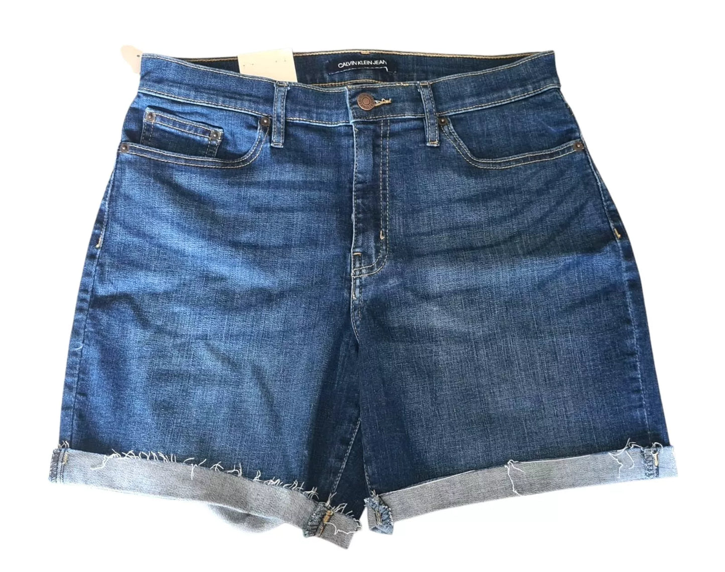 Calvin Klein Women's High Rise Unhemmed Jean Shorts - Blue
