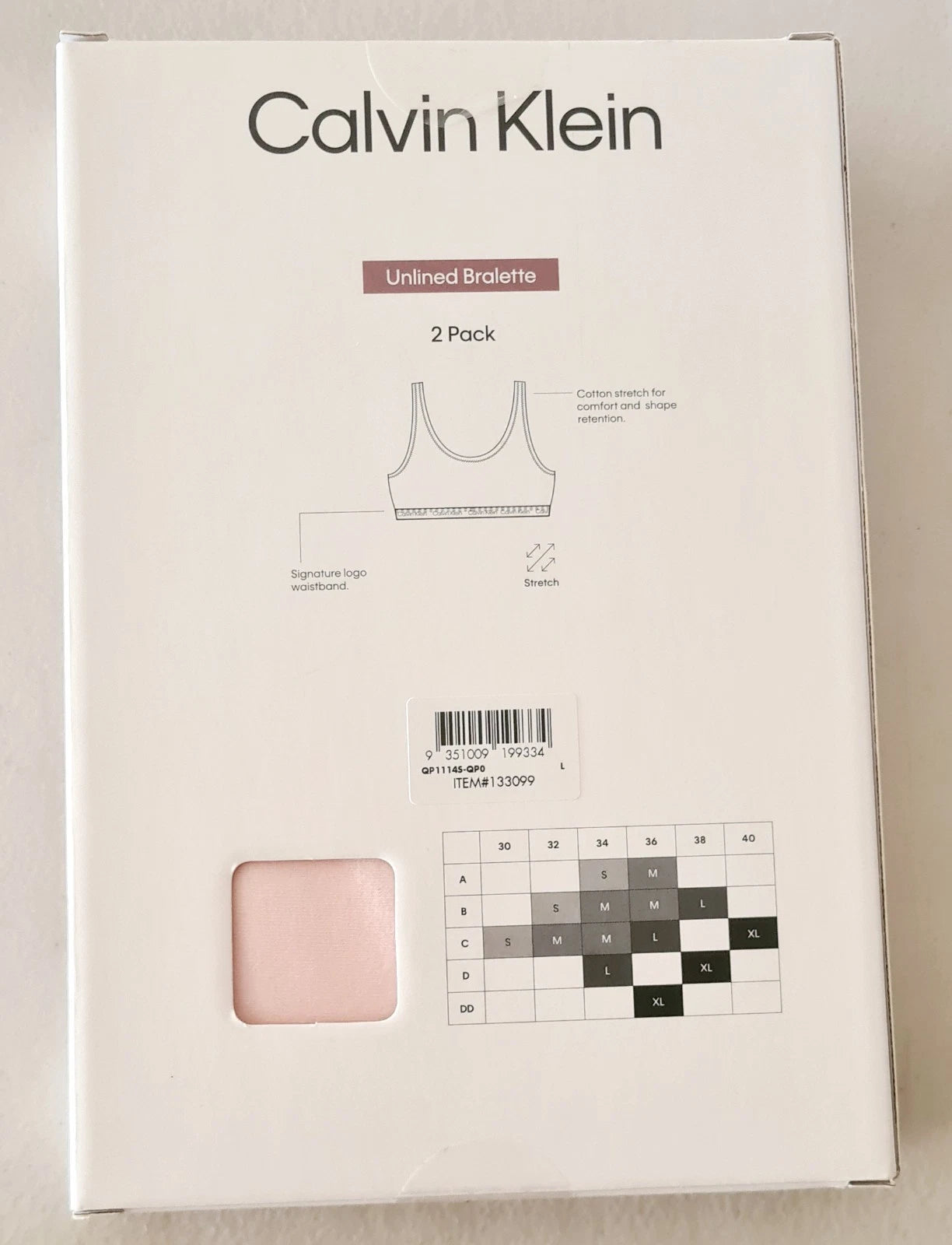 Calvin Klein Women's Unlined Bralette Bra 2-Pack - Size LARGE