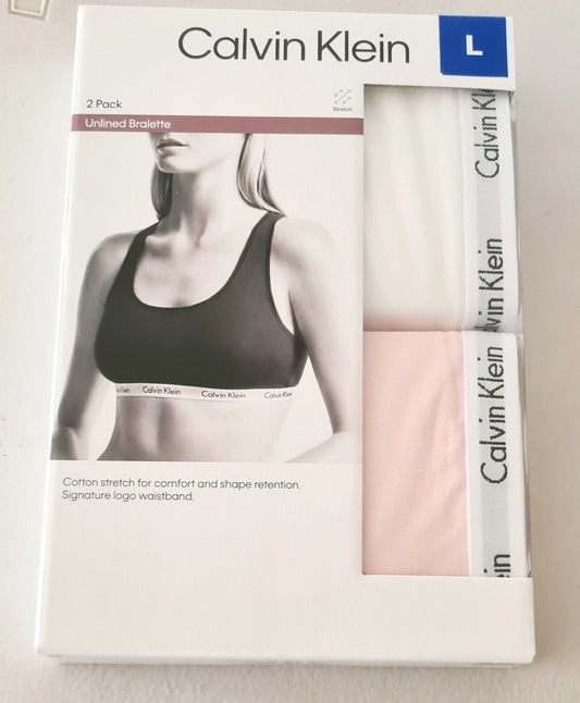 Calvin Klein Women's Unlined Bralette Bra 2-Pack - Size LARGE
