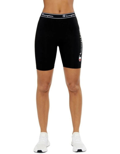 Champion Women's Script Logo Bike Shorts - Black - Size SMALL