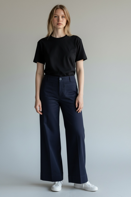 Dalia Women's High Rise Wide Leg Pants – Navy - Size 8