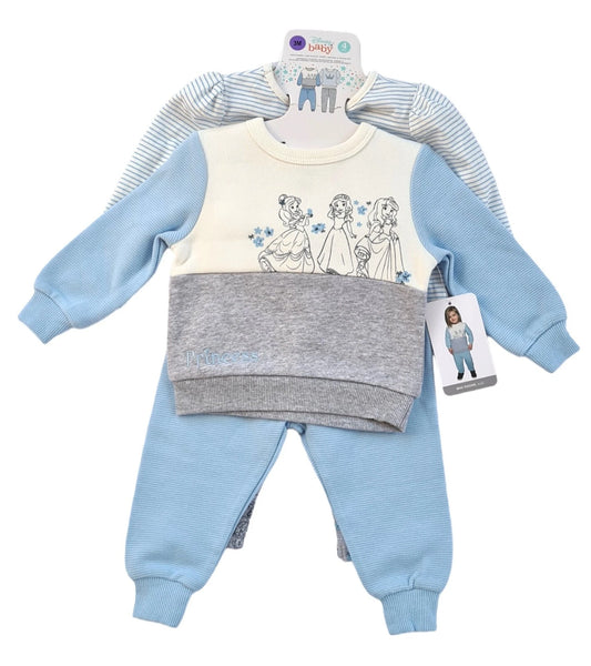 Disney Baby 4 Piece Princess Set - Sweatshirt Jogger Set - Size 3 months