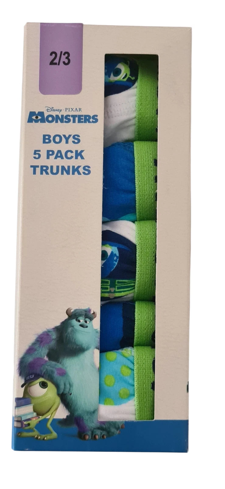 Disney Pixar Monsters Boys 5 Pack Trunks - Size 2/3