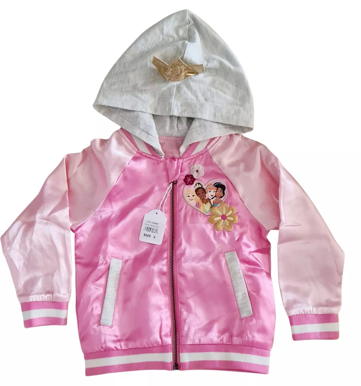 Disney Princess Girls Pink Hooded Zip Jacket - Size 3 Years