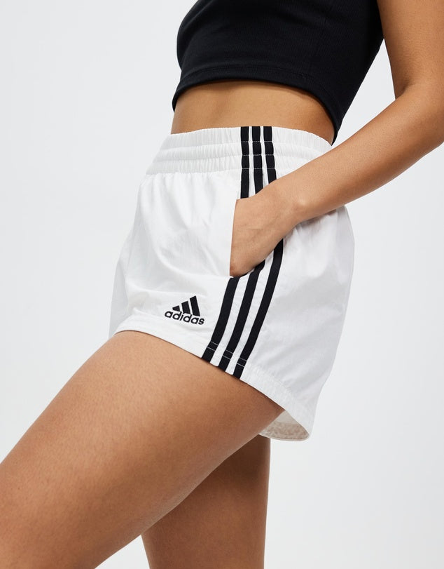 Adidas Women’s 3-Stripes Woven Shorts – Size XL – 100% Recycled Polyamide -White