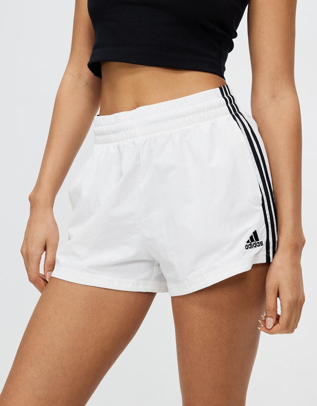 Adidas Women’s 3-Stripes Woven Shorts – Size XL – 100% Recycled Polyamide -White
